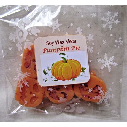 5 cute pumpkin soy wax melts in Pumpkin Pie fragrance, Autumn Halloween