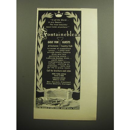 1958 Fontainebleau Hotel Ad - Golf for Guests