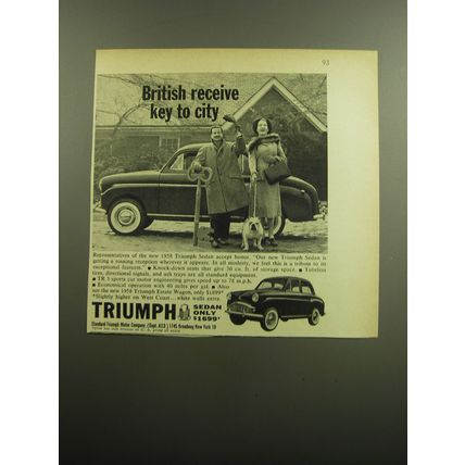 1958 Triumph Sedan Car Advertisement - British receive key to city