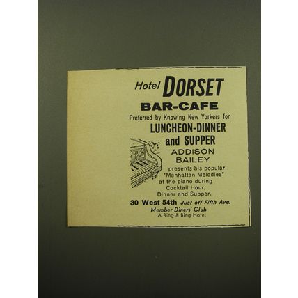 1959 Hotel Dorset Ad - Hotel Dorset Bar-Caf preferred by Knowing New Yorkers