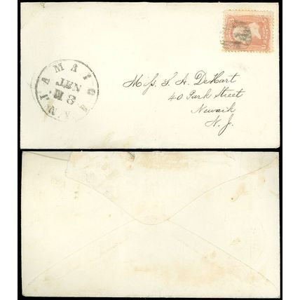 JUN 18, JAMAICA N.Y. CDS to Miss De Hart, Newark NJ, SC #65, CIVIL WAR ERA, DK36