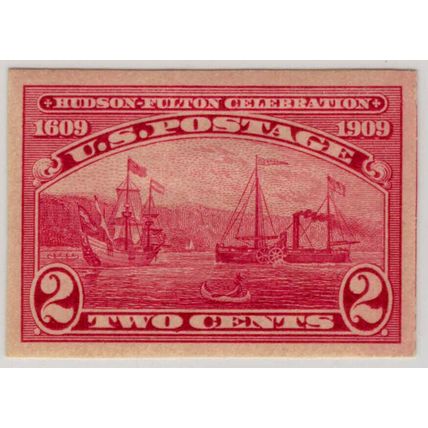 US 373 MH VF 2c Hudson-Fulton Celebration imperforate ZAYIX 1223X0065