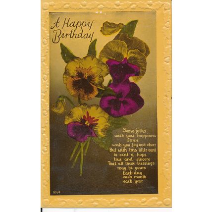 PC18021 Greeting Postcard. A Happy Birthday. Flowers
