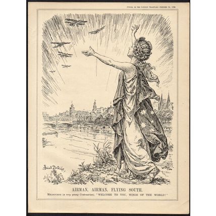 AIRMAN, AIRMAN, FLYING SOUTH 1934 John Bernard Partridge PUNCH CARTOON PAGE