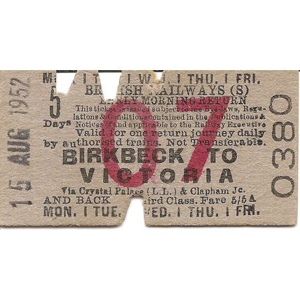 B.R. Edmondson Ticket - Birkbeck to Victoria