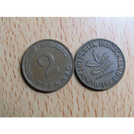 1964d 2 Pfennig Germany Coin