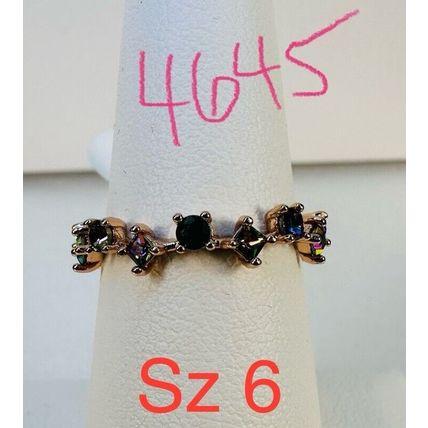 NWT Ring Bomb Party Sz6 RBP Full Wrap Rainbow Gems Rose Gold Pl Costume Jewelry