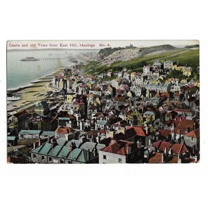 Castle And Old Town From East Hill, Hastings, Sussex, Postcard.