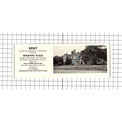 Wierton Place Boughton Monchelsea Kent House Sale Advert - 1967 Clipping