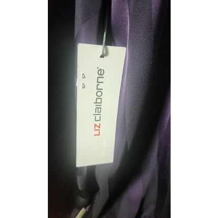Liz Claiborne Purple Black Striped Dress Shirt Round Neck Long Sleeve Size 3x