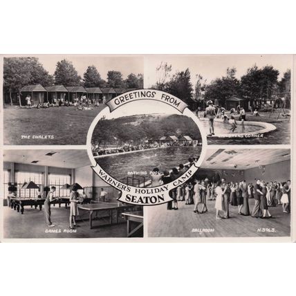 Warners Holiday Camp Seaton Devon Chalets Ballroom Pool Old Postcard