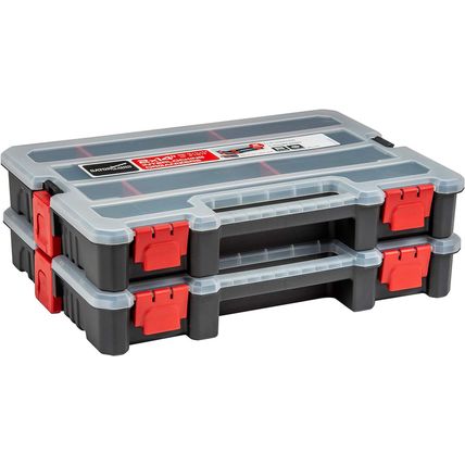 2-Pack Small Parts Organizer Box – Stackable Hardware Storage Organizer Case wit