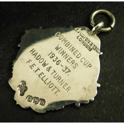 Solid Silver Enamel Pocket Watch Albert Fob Medal Stock Exchange Football 1937