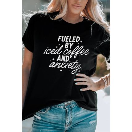 Black FUELED BY iced coffee AND anxiety Graphic Tee