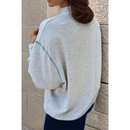 Light Grey COUNTRY CLUB PICKLEBALL Graphic Exposed Stitching Casual Sweatshirt