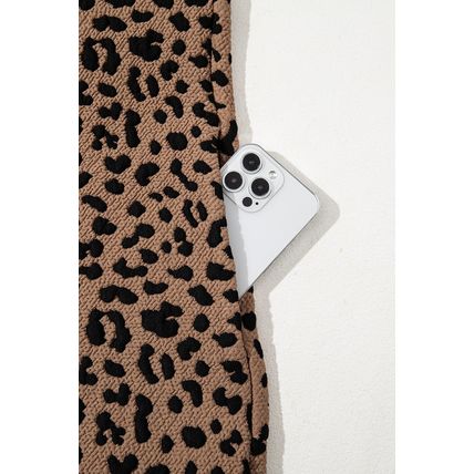 Khaki Leopard Print V Neck Sleeveless Collared Mini Dress