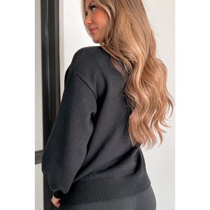 Black Halloween Pumpkin Face Pattern Drop Shoulder Sweater