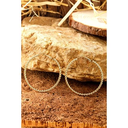 Gold Twisted Detail Plated Alloy Large Hoop Earrings