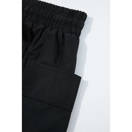 Black Cargo Pocket Elastic Waist Active Casual Skort