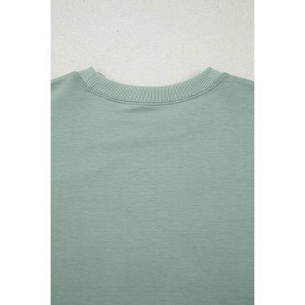 Clearly Aqua Floral Patched Half Sleeve Tunic Top