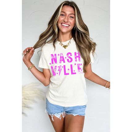 White NASHVILLE Star Graphic Crewneck T Shirt