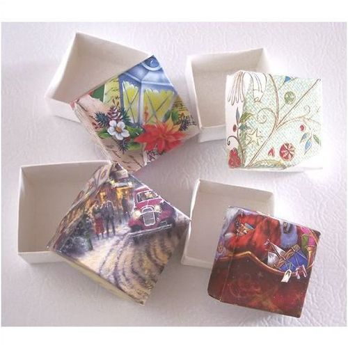 Gift boxes #002 set of 7 christmassy - jewelry candy chocolates sewing trinkets