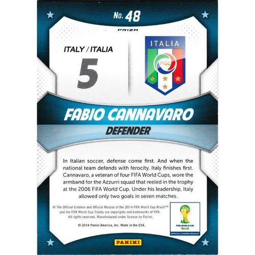 2014 Panini Prizm World Cup Stars Yellow and Red Pulsar - #48 - Fabio Cannavaro