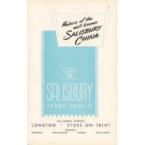 salisbury crown china company 1947 makers fine bone pottery vintage ad