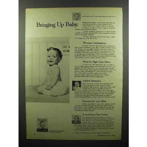 1959 Gerber's Baby Food Ad - Bringing Up Baby