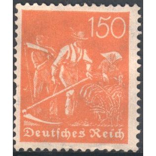 Germany 1921 - SG188 - 150pf orange - Reapers - used​ hinged