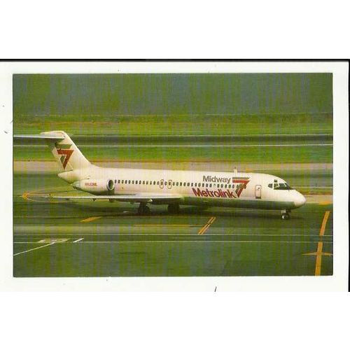 Aviation MIDWAY METROLINK DC-9-31 Postcard by Mary Jayne (MJ533)
