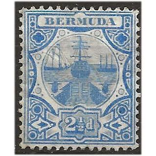 Bermuda 1910 SG41 2 1/2d Blue Wmk Multi Crown CA Mounted Mint . .. .