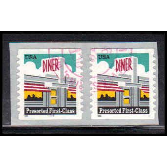 Used 3208A 25c Diner Very Fine CNP Left 11111 SQ PA1961