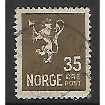 NORWAY 1926 NEW LION 35 ORE BROWN SG 191 FINE USED