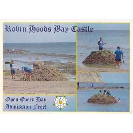 Robin Hoods Bay Making Sand Castles Gift Shop Advertising Yorkshire Postcard