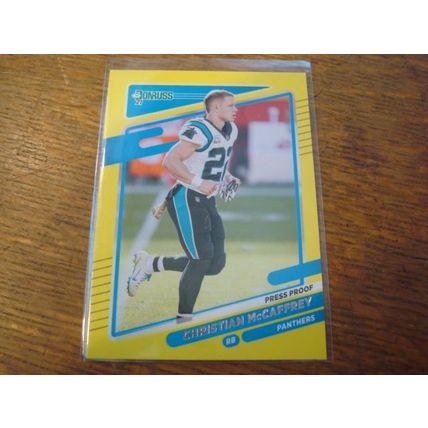2021 DonRuss, Yellow Press Proof, No Helmet Variation, CHRISTIAN McCAFFREY