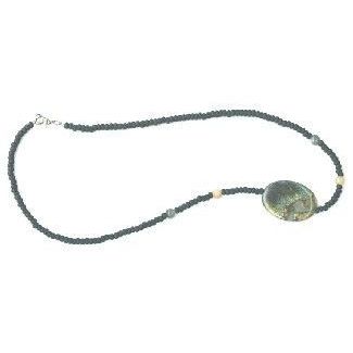 Natural Polished Stone Necklace in tan & black