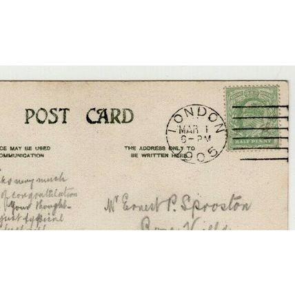 POSTCARD WARDEN Church Bedfordshire with Boston 1905 LONDON Postmark