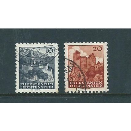 liechtenstein stamps sg 225 castles 1943 sg225 set of 2 vfu