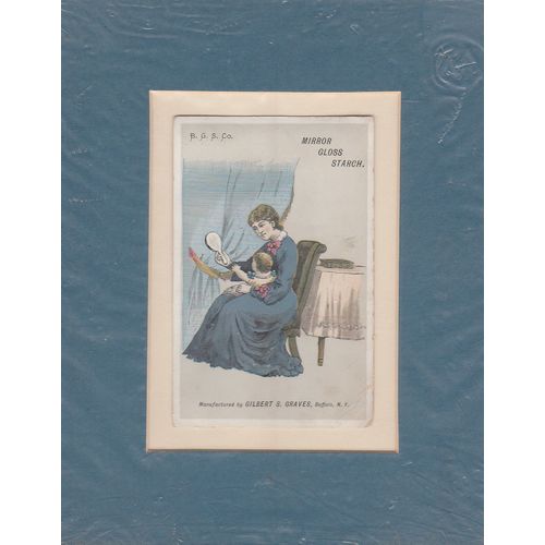 Framed advertising card circa 1880 Mirror Gloss Starch