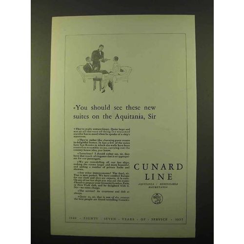 1927 Cunard Cruise Ad - See New Suites on the Aquitania