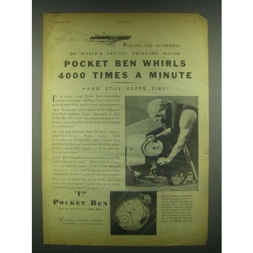 1931 Westclox Pocket Ben Watch Ad - Red Woodworth