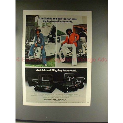 1976 Craig Stereo Ad w/ Arlo Guthrie & Billy Preston!!