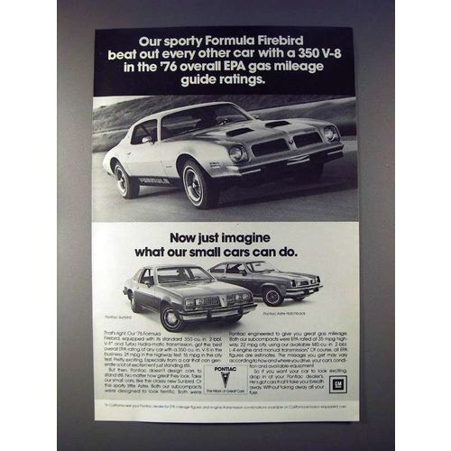 1976 Pontiac Formula Firebird Car Ad - Sporty!