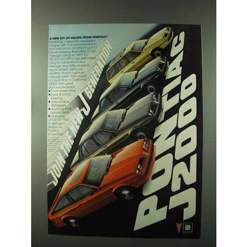 1982 Pontiac J2000 Ad - A New Set Of Values