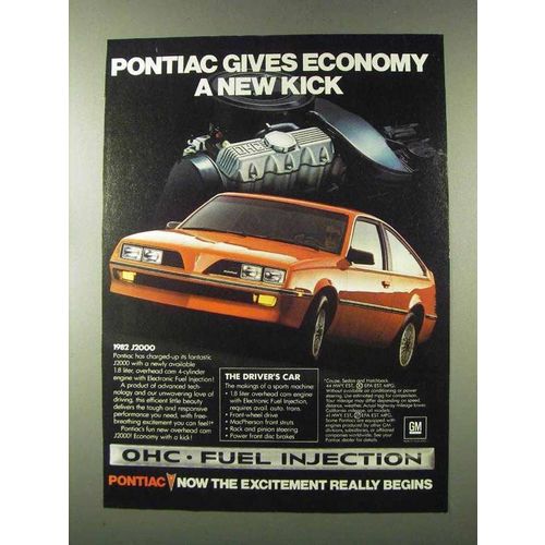 1982 Pontiac J2000 Ad - Gives Economy a New Kick