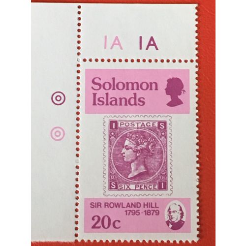 Solomon Island 1979 Rowland Hill 20c GB 1856 6d Unmounted Mint NHM SG 385 stamp