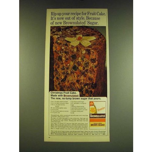 1966 Domino Brownulated Brown Sugar Ad - Christmas Fruit Cake recipe