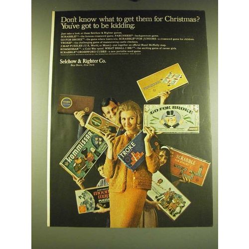 1966 Selchow & Righter Games Ad - Scrabble, Go for Broke, Troke, Kommissar