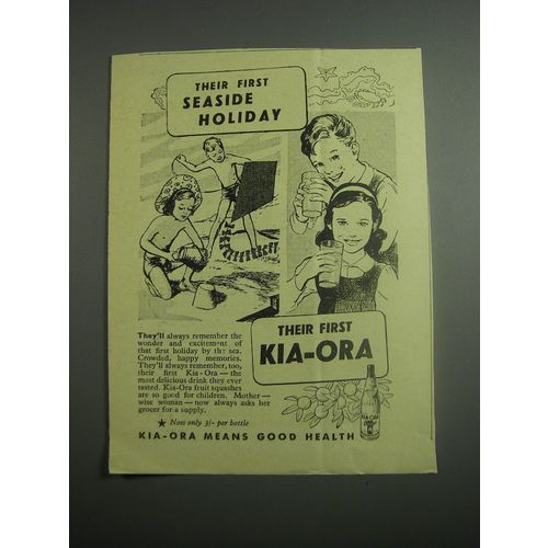 1948 Kia-Ora Fruit Drink Ad - Their first seaside holiday